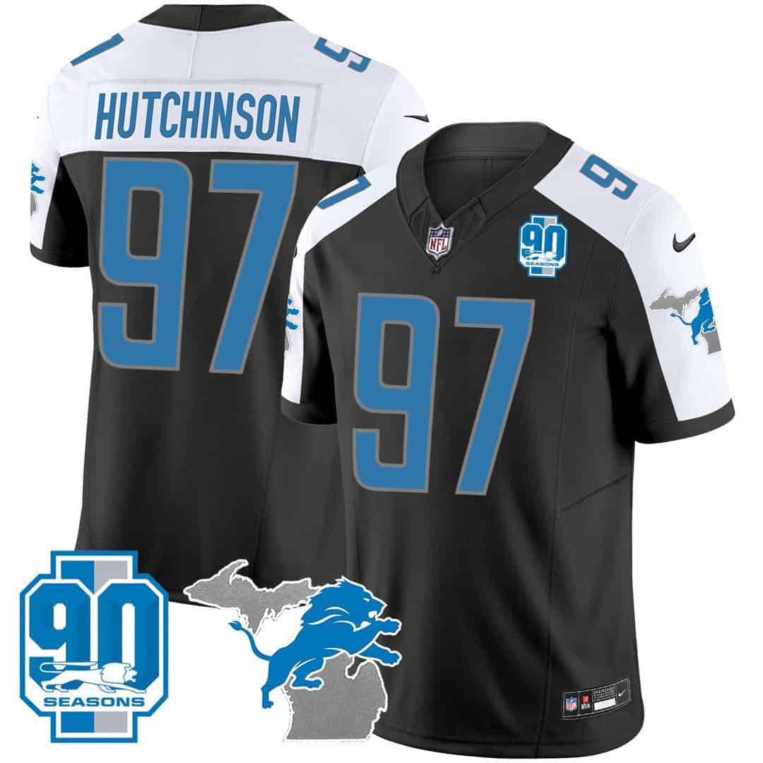 Men Detroit Lions #97 Hutchinson Black 2024 Nike 90th Year Michigan Patch Vapor NFL Jersey->indianapolis colts->NFL Jersey